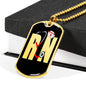 Rn Nurse Necklacestainless Steel or 18k Gold Dog Tag W 24" - Express Your Love Gifts