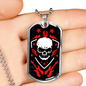 Rock N Roll Skull Guitars Music Necklace Stainless Steel or 18k Gold Dog Tag 24" Chain-Express Your Love Gifts