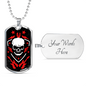 Rock N Roll Skull Guitars Music Necklace Stainless Steel or 18k Gold Dog Tag 24" Chain-Express Your Love Gifts