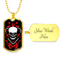 Rock N Roll Skull Guitars Music Necklace Stainless Steel or 18k Gold Dog Tag 24" Chain-Express Your Love Gifts