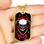 Rock N Roll Skull Guitars Music Necklace Stainless Steel or 18k Gold Dog Tag 24" Chain-Express Your Love Gifts