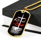 Rooted In Christ Necklace Stainless Steel or 18k Gold Dog Tag 24" Chain - Express Your Love Gifts