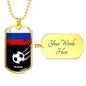 Russia Flag And Futbol/Soccer Necklace Stainless Steel or 18k Gold Dog Tag 24" Chain-Express Your Love Gifts
