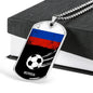 Russia Flag And Futbol/Soccer Necklace Stainless Steel or 18k Gold Dog Tag 24" Chain-Express Your Love Gifts