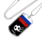 Russia Flag And Futbol/Soccer Necklace Stainless Steel or 18k Gold Dog Tag 24" Chain-Express Your Love Gifts