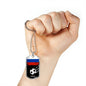 Russia Flag And Futbol/Soccer Necklace Stainless Steel or 18k Gold Dog Tag 24" Chain-Express Your Love Gifts