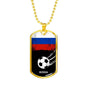 Russia Flag And Futbol/Soccer Necklace Stainless Steel or 18k Gold Dog Tag 24" Chain-Express Your Love Gifts