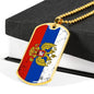 Russian Flag Necklace Stainless Steel or 18k Gold Dog Tag 24"-Express Your Love Gifts