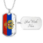 Russian Flag Necklace Stainless Steel or 18k Gold Dog Tag 24"-Express Your Love Gifts