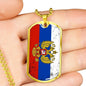 Russian Flag Necklace Stainless Steel or 18k Gold Dog Tag 24"-Express Your Love Gifts