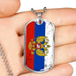Russian Flag Necklace Stainless Steel or 18k Gold Dog Tag 24"-Express Your Love Gifts