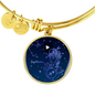 Sagittarius Constellation Transparent Necklace Dog Tag Stainless Steel or 18k Gold 24" Chain - Express Your Love Gifts