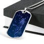 Sagittarius Necklace Blue Universe Dog Tag Stainless Steel or 18k Gold 24" Chain - Express Your Love Gifts