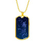 Sagittarius Necklace Blue Universe Dog Tag Stainless Steel or 18k Gold 24" Chain - Express Your Love Gifts
