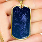 Sagittarius Necklace Blue Universe Dog Tag Stainless Steel or 18k Gold 24" Chain - Express Your Love Gifts