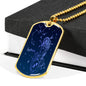 Sagittarius Necklace Blue Universe Dog Tag Stainless Steel or 18k Gold 24" Chain - Express Your Love Gifts
