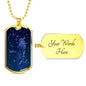 Sagittarius Necklace Blue Universe Dog Tag Stainless Steel or 18k Gold 24" Chain - Express Your Love Gifts