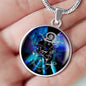 Sagittarius Purple Galaxy Zodiac Necklace Stainless Steel or 18k Gold Circle Pendant - Express Your Love Gifts