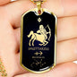 Sagittarius Zodiac Necklace 18k Gold Stainless Steel Dog Tag 24"-Express Your Love Gifts