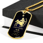 Sagittarius Zodiac Necklace 18k Gold Stainless Steel Dog Tag 24"-Express Your Love Gifts