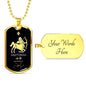 Sagittarius Zodiac Necklace 18k Gold Stainless Steel Dog Tag 24"-Express Your Love Gifts