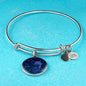 Sagittarius Zodiac Sign Blue Night Stainless Steel or 18k Gold Circle Bangle Bracelet - Express Your Love Gifts