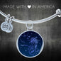 Sagittarius Zodiac Sign Blue Night Stainless Steel or 18k Gold Circle Bangle Bracelet - Express Your Love Gifts