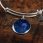 Sagittarius Zodiac Sign Blue Night Stainless Steel or 18k Gold Circle Bangle Bracelet - Express Your Love Gifts