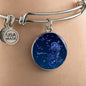 Sagittarius Zodiac Sign Blue Night Stainless Steel or 18k Gold Circle Bangle Bracelet - Express Your Love Gifts