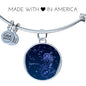 Sagittarius Zodiac Sign Blue Night Stainless Steel or 18k Gold Circle Bangle Bracelet - Express Your Love Gifts