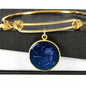 Sagittarius Zodiac Sign Blue Night Stainless Steel or 18k Gold Circle Bangle Bracelet - Express Your Love Gifts