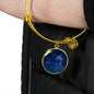 Sagittarius Zodiac Sign Blue Night Stainless Steel or 18k Gold Circle Bangle Bracelet - Express Your Love Gifts