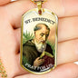 Saint Benedict Catholic Necklace Stainless Steel or 18k Gold Dog Tag 24" Chain-Express Your Love Gifts