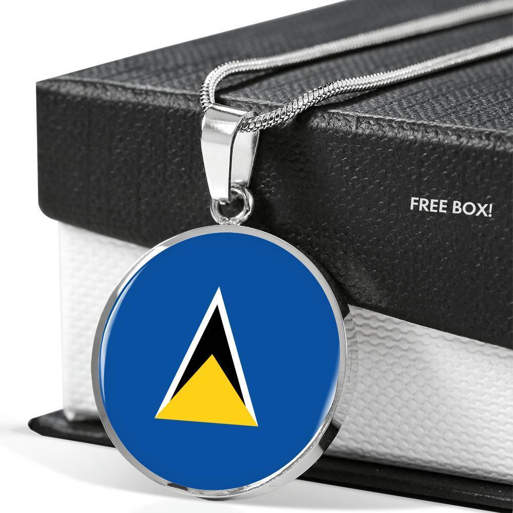 Saint Lucia Flag Necklace Saint Lucia Flag Stainless Steel or 18k Gold 18-22" - Express Your Love Gifts