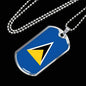 Saint Lucia Flag Necklace Saint Lucia Flag Stainless Steel or 18k Gold Dog Tag 24" - Express Your Love Gifts