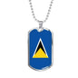 Saint Lucia Flag Necklace Saint Lucia Flag Stainless Steel or 18k Gold Dog Tag 24" - Express Your Love Gifts