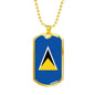 Saint Lucia Flag Necklace Saint Lucia Flag Stainless Steel or 18k Gold Dog Tag 24" - Express Your Love Gifts
