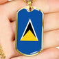 Saint Lucia Flag Necklace Saint Lucia Flag Stainless Steel or 18k Gold Dog Tag 24" - Express Your Love Gifts