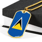 Saint Lucia Flag Necklace Saint Lucia Flag Stainless Steel or 18k Gold Dog Tag 24" - Express Your Love Gifts