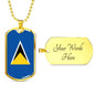 Saint Lucia Flag Necklace Saint Lucia Flag Stainless Steel or 18k Gold Dog Tag 24" - Express Your Love Gifts