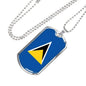 Saint Lucia Flag Necklace Saint Lucia Flag Stainless Steel or 18k Gold Dog Tag 24" - Express Your Love Gifts