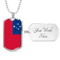 Samoa Flag Necklace Samoa Pendant Stainless Steel or 18k Gold Dog Tag 24" - Express Your Love Gifts