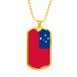 Samoa Flag Necklace Samoa Pendant Stainless Steel or 18k Gold Dog Tag 24" - Express Your Love Gifts