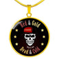 San Francisco Fan Red & Gold Till I'm Dead & Cold Circle Necklace - Express Your Love Gifts