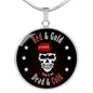 San Francisco Fan Red & Gold Till I'm Dead & Cold Circle Necklace - Express Your Love Gifts