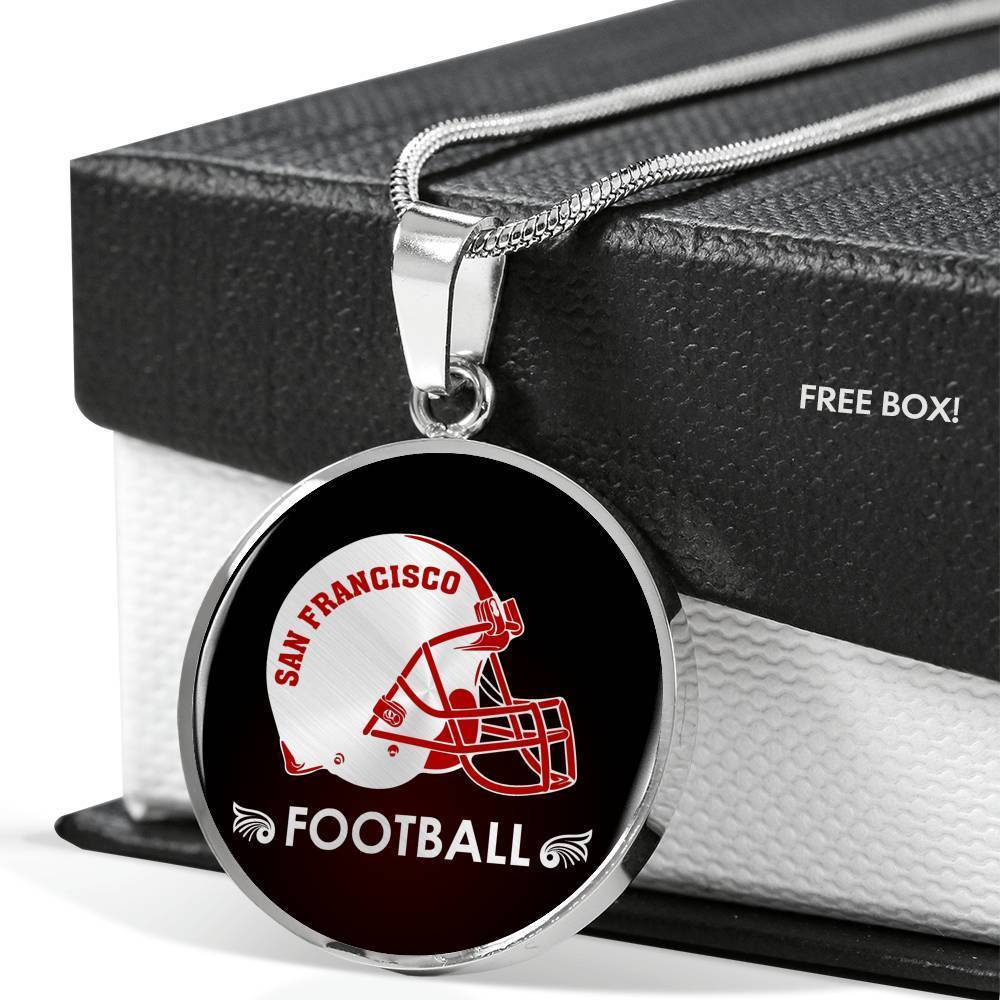 San Francisco Football Fan Circle Necklace Stainless Steel or 18k Gold 18-22" - Express Your Love Gifts