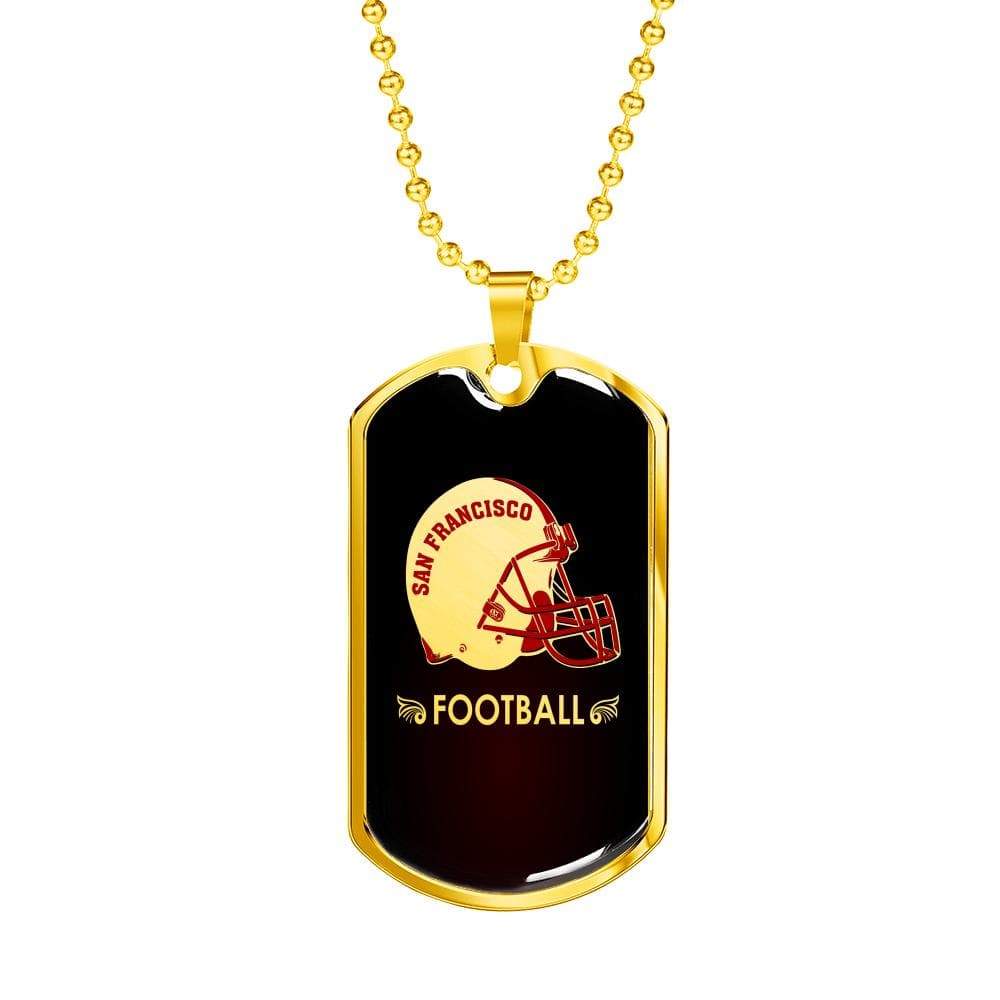 San Francisco Football Fan Dog Tag Stainless Steel or 18k Gold 24" Chain - Express Your Love Gifts