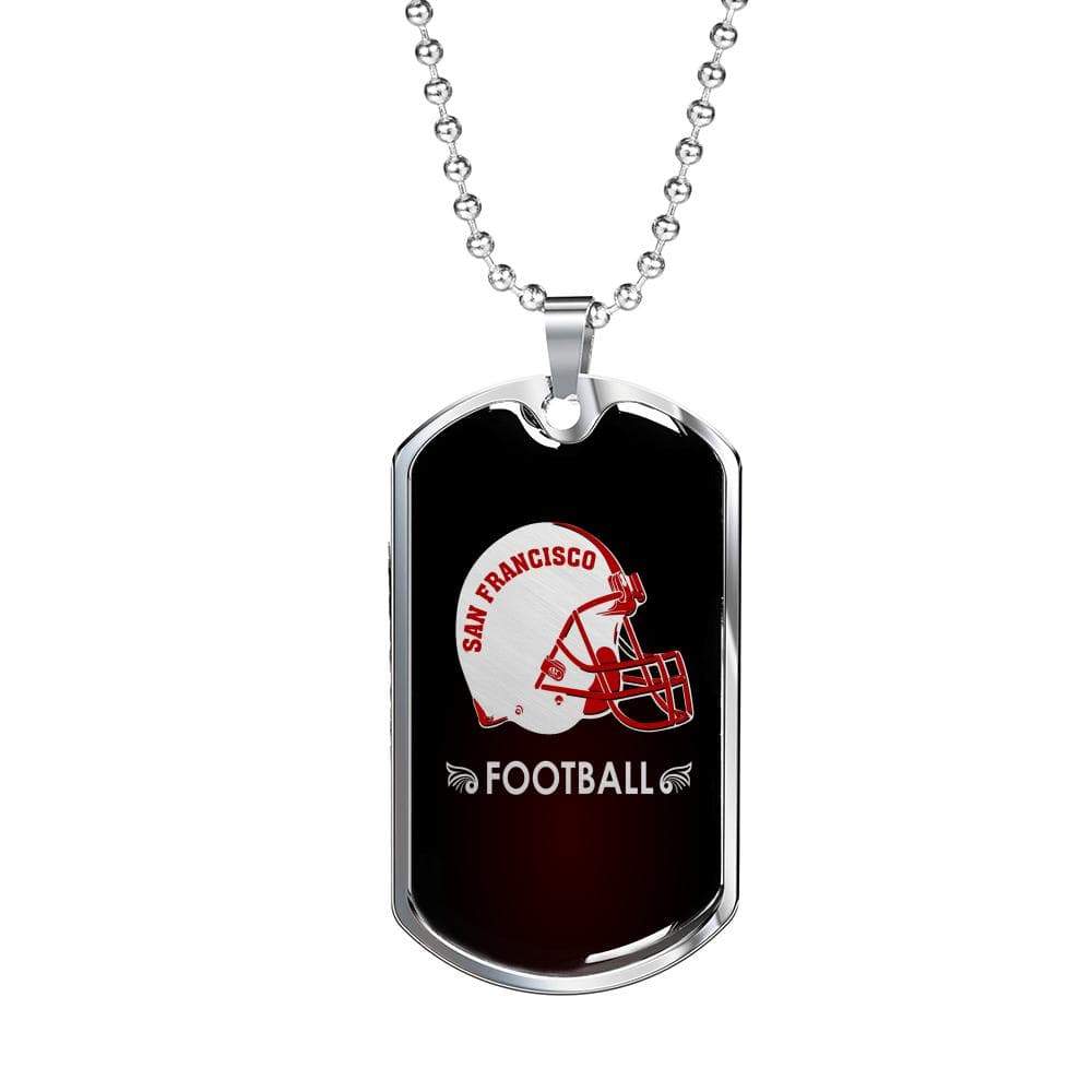 San Francisco Football Fan Dog Tag Stainless Steel or 18k Gold 24" Chain - Express Your Love Gifts