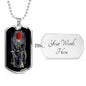 Santa Muerte Blood Moon Dog Tag Stainless Steel or 18k Gold 24" Chain - Express Your Love Gifts