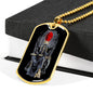 Santa Muerte Blood Moon Dog Tag Stainless Steel or 18k Gold 24" Chain - Express Your Love Gifts